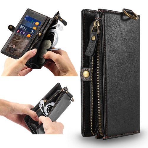 Zipper wallet leather case - wallet,